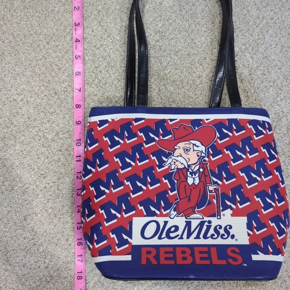 Vintage University Of Mississippi Ole Miss Rebels Colonel Reb Tote Handbag Purse - Picture 6 of 9